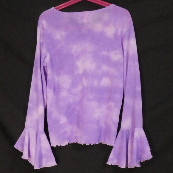POSITIVE RESULTS | P2P 13 inches measured | Purple Tie Dye Ruffle Sleeve Top - Picture 2 of 14